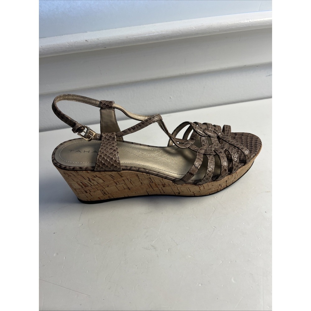 Tahari  Womens Star Cork Wedge Platform‎ Sandal 7.5 M Shoes Open Toe
